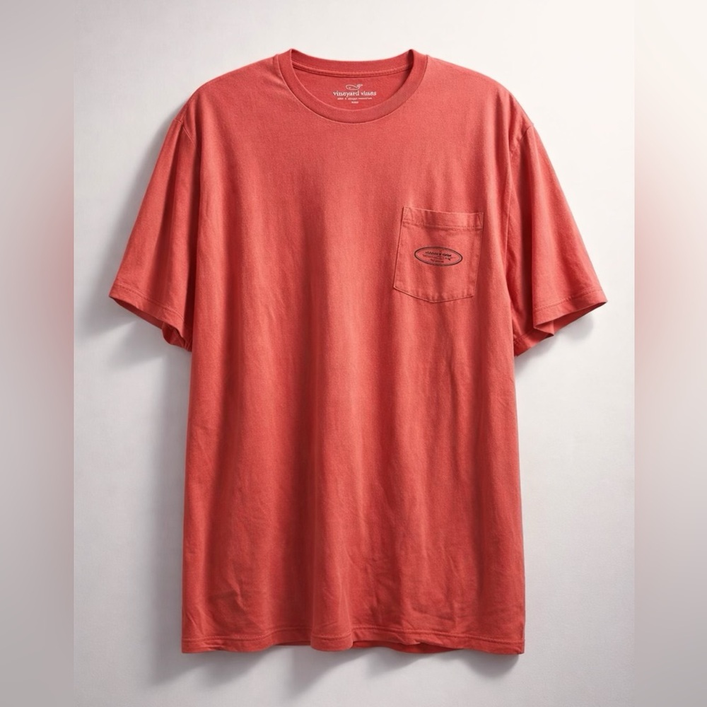 Vineyard Vines Men's Short Sleeve Tee in Coral - Picture 2 of 4